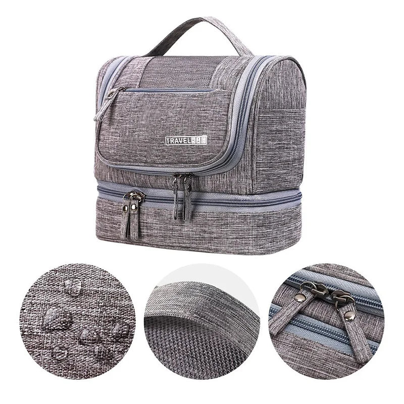 Portable Toiletry Washbag with Hanging Hook Waterproof Women Bathroom Cosmetic Storage Bag Large Capacity Travel Men Makeup Case