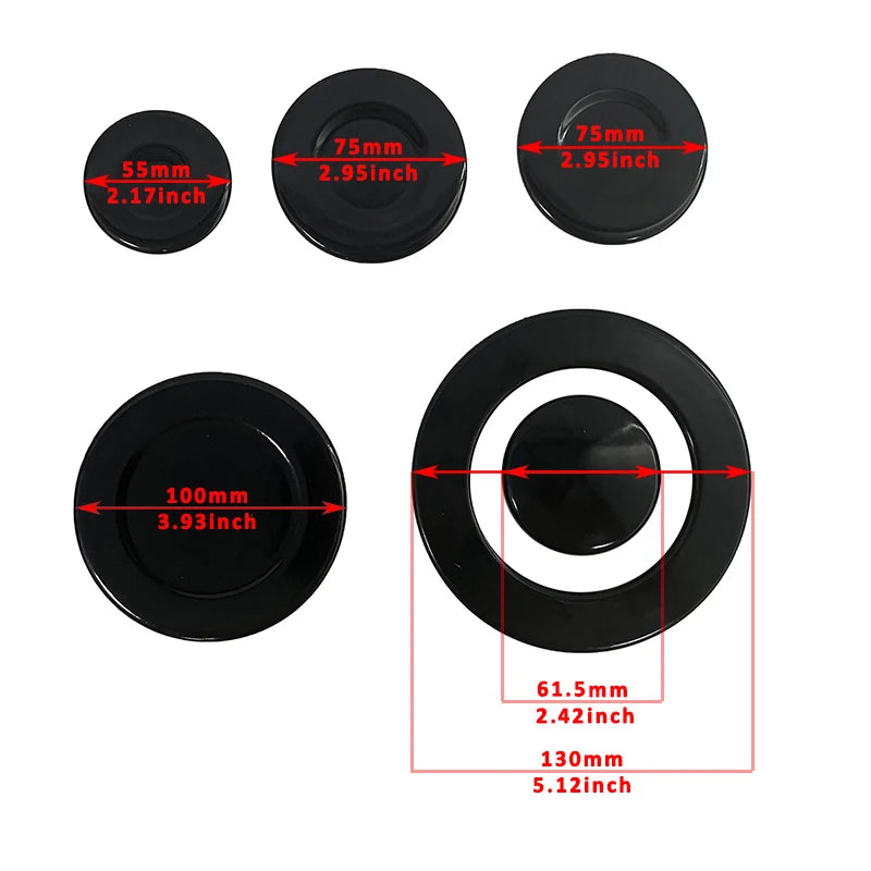 thick heavy duty 3MM 130/100/75/75/55mm stove parts gas cooker accessories cap burner