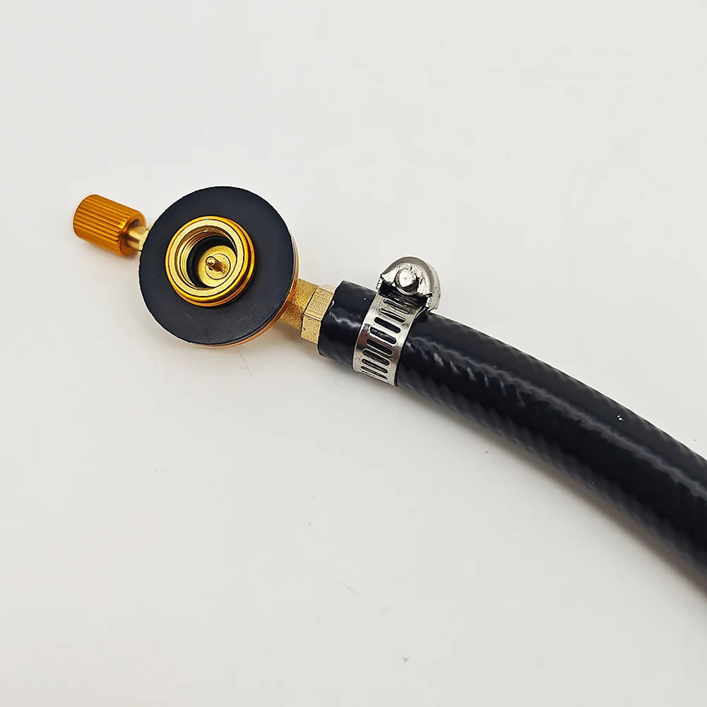 Outdoor Camping Gas Stove Gas Refill Adapter with Valve Valve Braided Hose Copper Gas Adapter Connection Hose for Camping Hiking