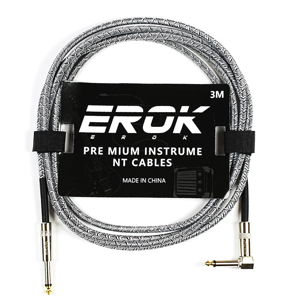 EROK 1.5/3/6/10M Guitar Audio Cables Anti-Noise Line 6.35mm Male to Male Colorful Braided Line Pedal Guitar Bass Universal Cable