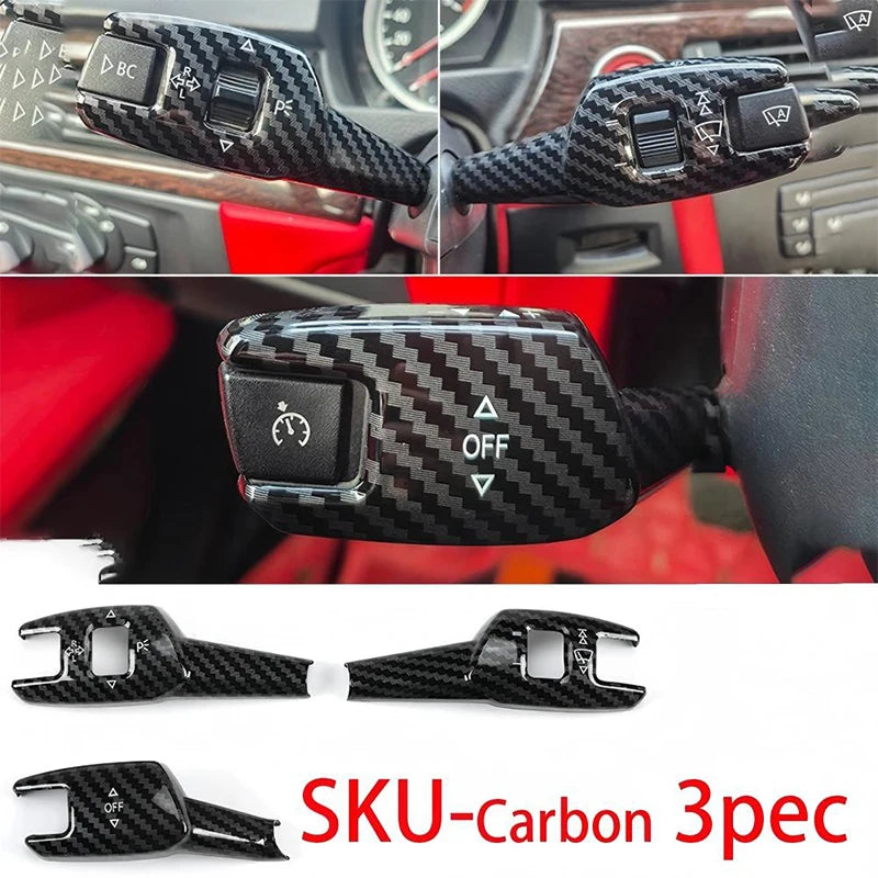 Car Turn Signal Wiper Lever Switch Cover Carbon Steering Steering Wheel Headlight Switch Trim For BMW 3 4 5 6 7 Series X1X3X5X6