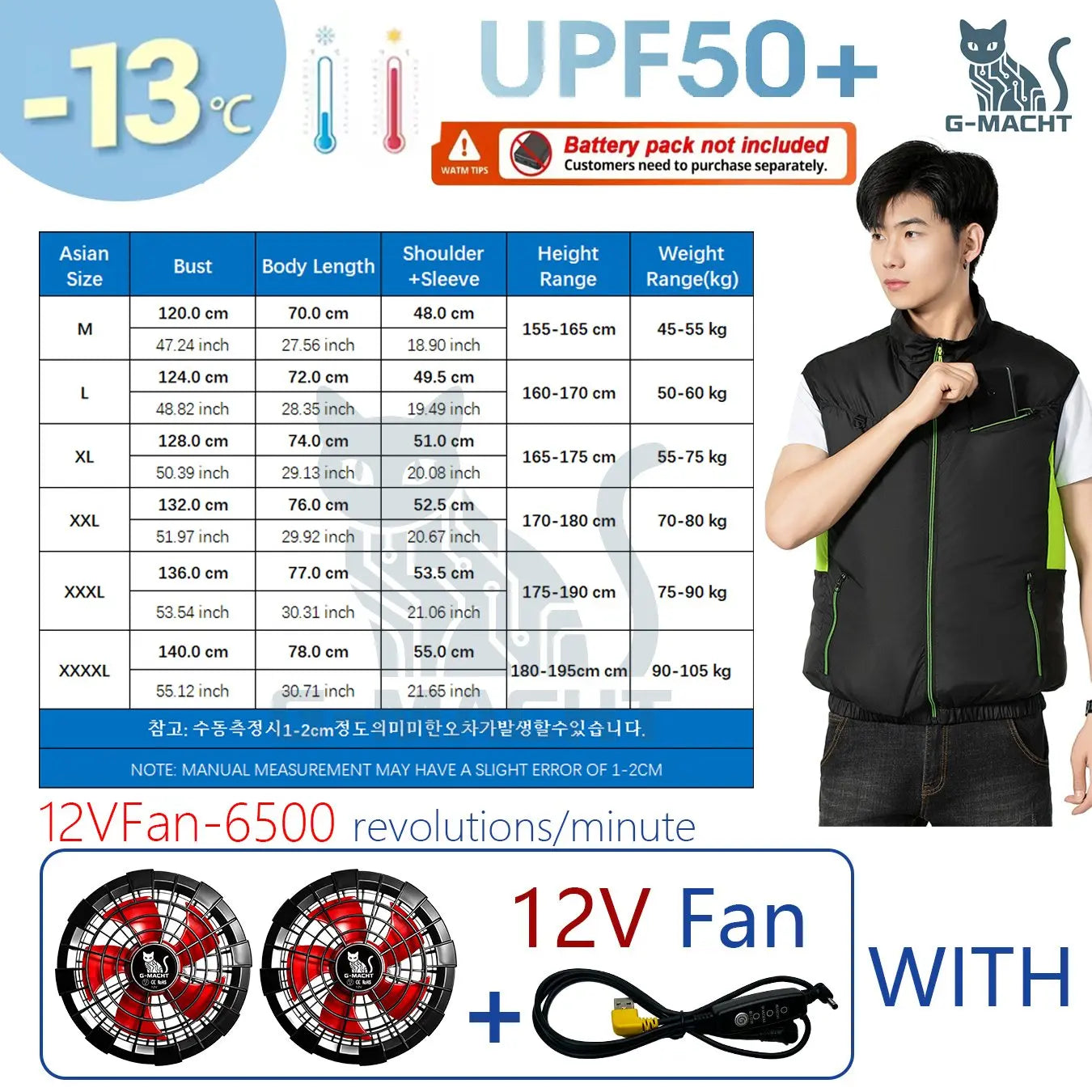 G-MACHT Summer Breathable Wearable Cooling 2-3-4Fans Vest Ice Cooling Air Conditioner Clothes For Outdoor Fishing Heat Resistant