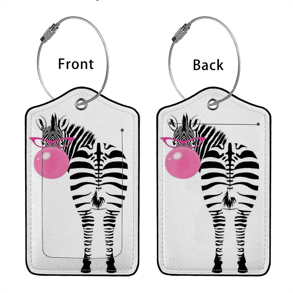 HOT SALE Cute animals Leather Business Luggage Tag Suitcase Address Label Luggage Boarding Case Label Name ID Address Clip