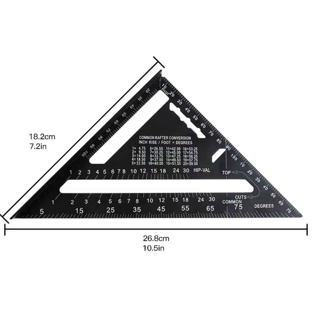 Aluminium Alloy Triangle Ruler 7 Inch High Precision Carpenter Square Multi Function 90 Degree Speed Square Measuring Tool
