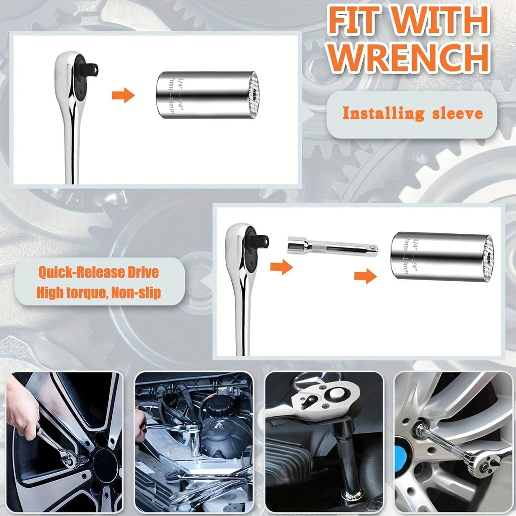 72-Tooth  Ratchet Set 1/4", 3/8" & 1/2" Drive - Premium Chrome Vanadium Steel Construction & Chrome Plated Finish