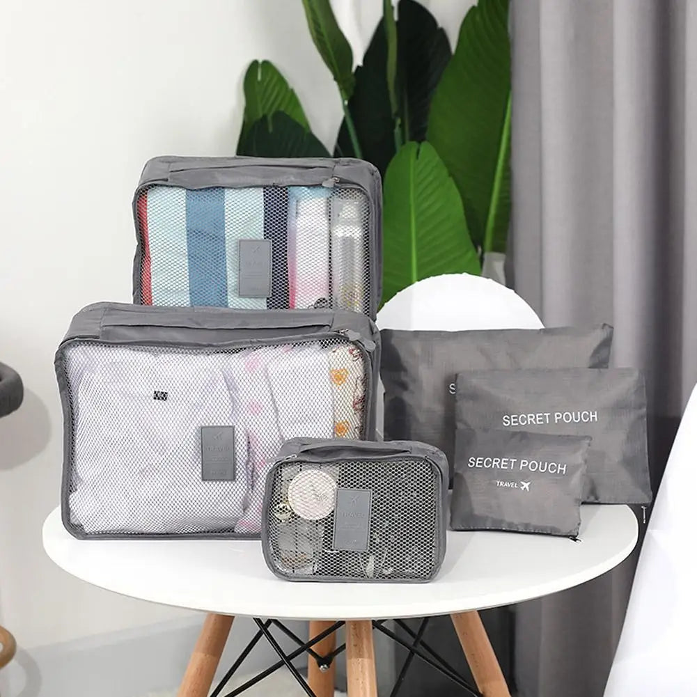 6pcs Travel Organizer Storage Bags Portable Travel Suitcases Organizer Waterproof Luggage Packing Bag Wardrobe Clothes Shoes Bag