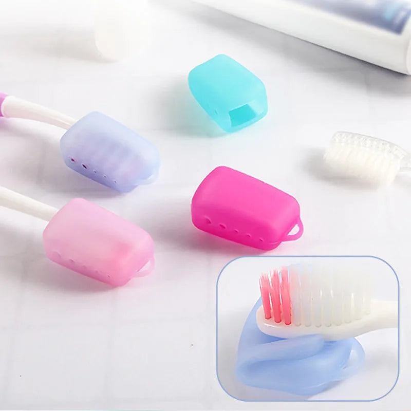 5PCS Silicone Toothbrush Head Covers Portable Cover Case Travel Hiking Camping Toothbrush Cap Case Support Bathroom Accessory