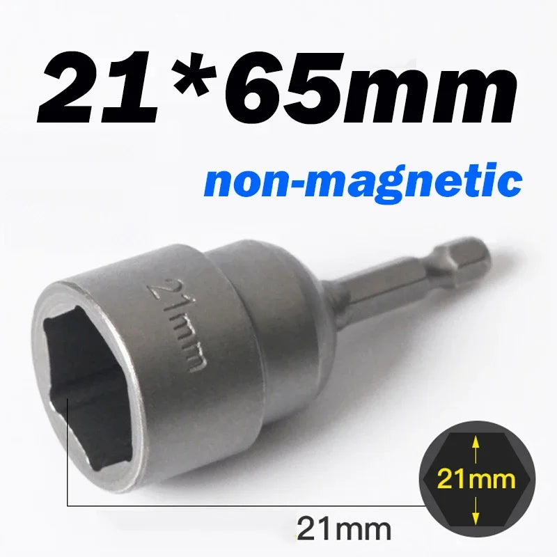 Hongtu 1Pcs Magnetic Hex Socket Driver - Chromium-Vanadium Steel, Hex Shank, Impact-Ready, 6~23mm Nut Socket Wrench Bit