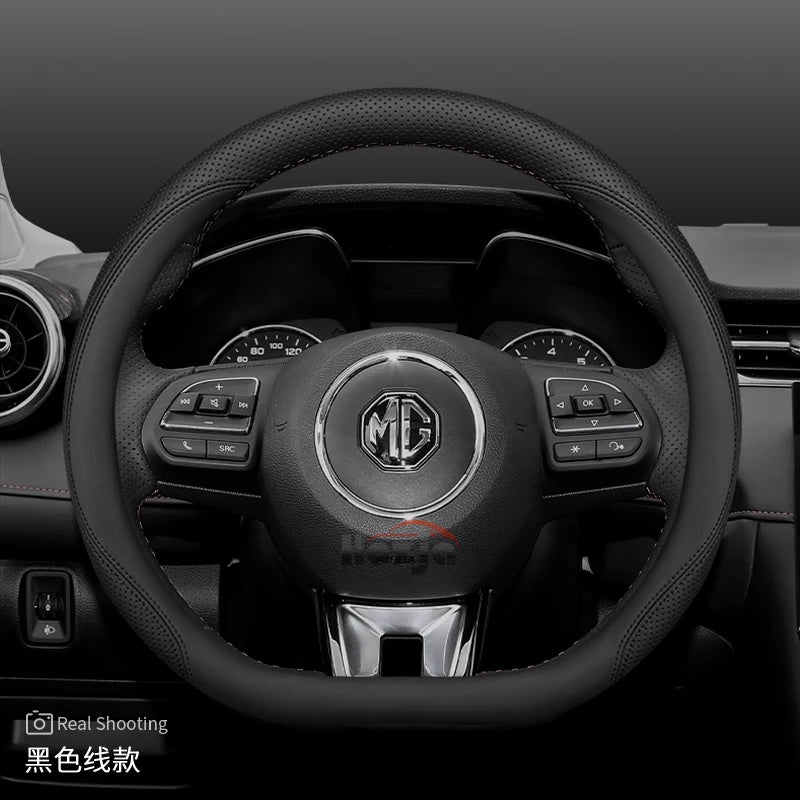 Leather Car Steering Wheel Cover for MG 3 5 One ZX RX5 ZS EHS HS PHEV Luxury Hybrid 2025 2026 Accessories