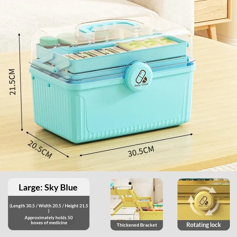 3 Tier Foldable Medicine Organizer With Multiple Compartments Perfect For Home Daily Medication First Aid Storage