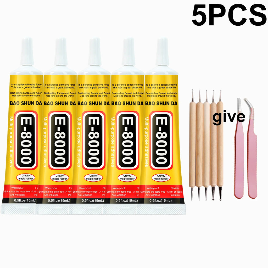 E8000 Glue 15ml 25ml 50ml 110ml Strong Multipurpose Adhesive DIY Jewelry Mobile Screen Repair Waterproof Transparent Metal Glass Plastic