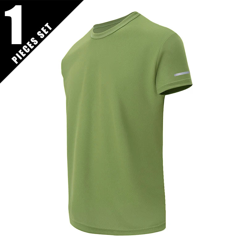 Men's Solid Color Short Sleeved SpringSummer Quick Drying Breathable Sports And Fitness Comfortable Plus Size Top Casual T-Shirt