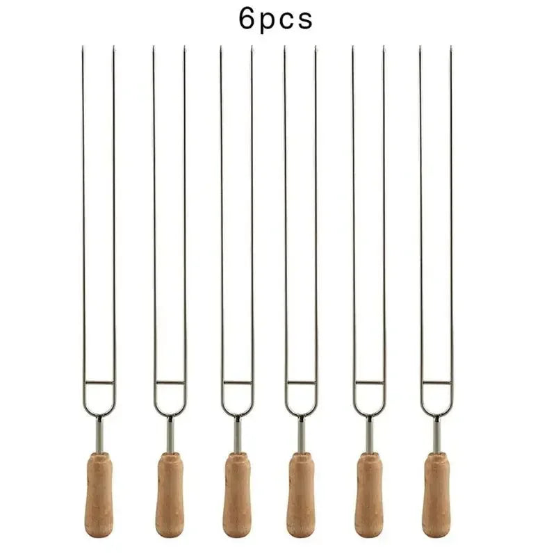 BBQ Metal Skewers for Grilling 6pcs ,Stainless Steel U-Shaped Barbecue Brazing Fork Needle Grilling Skewers Bbq Grill Outdoor