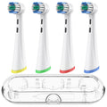 Clear Toothbrush Travel Case with 4 Replacement Brush Heads Set Compatible with Oral B iO 2/3/4/5/6/7/8/9/10 Electric Toothbrush