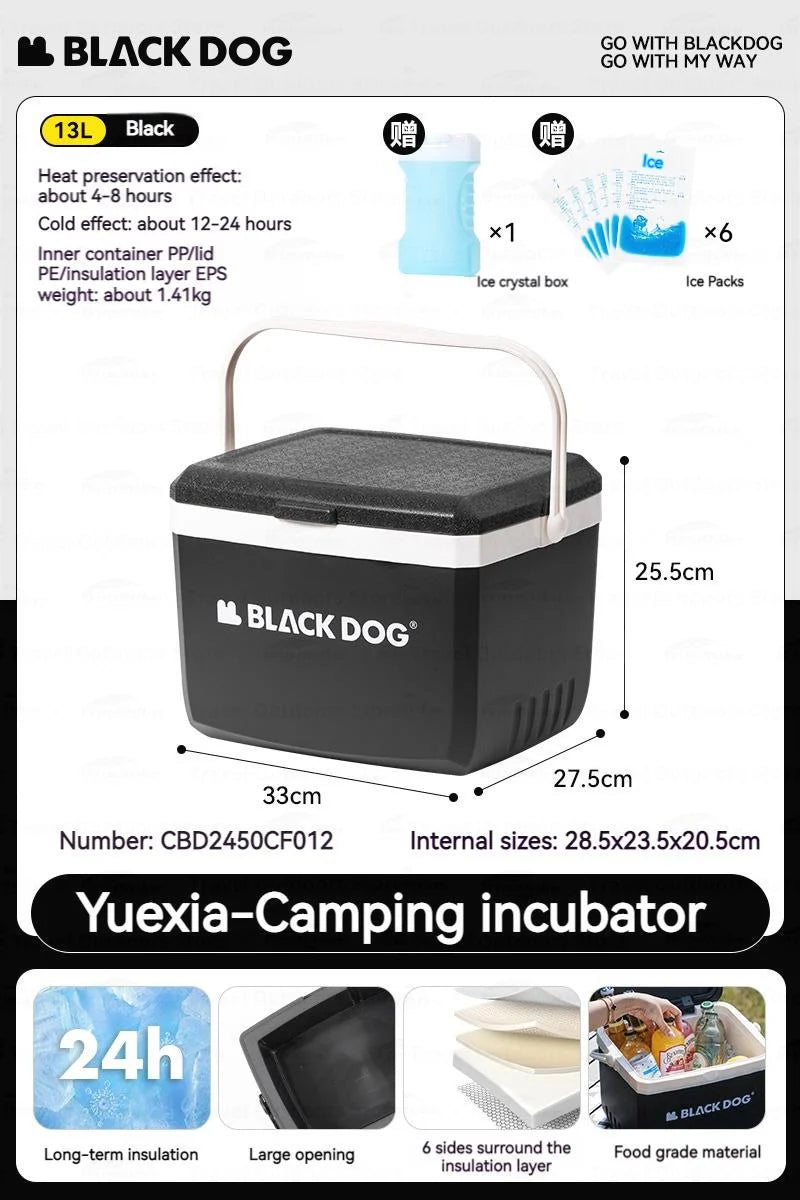 BLACKDOG 13L/25L Mobile Thermal Box Large Capacity Cooler Box PP Material Camping Outdoor Car Ice Picnic Portable Incubator Box