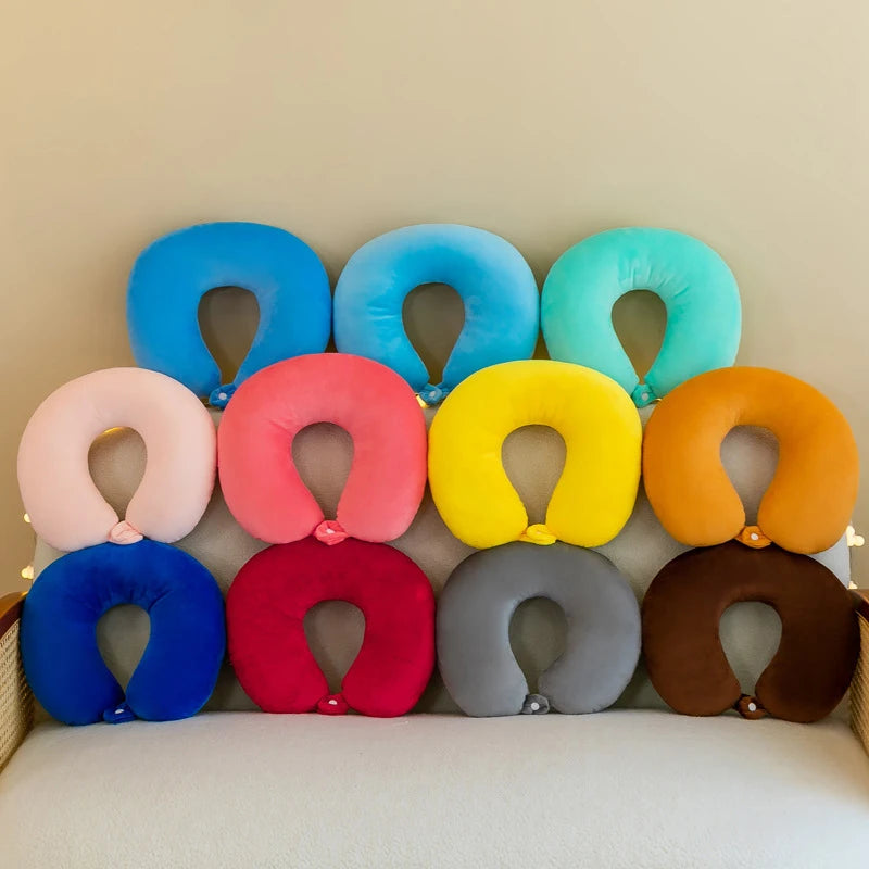 U-Shaped Neck Pillow for Cervical Support Portable Travel Pillow for Sleeping and Car Rides Massage Pillow for Naps PP Cotton U-