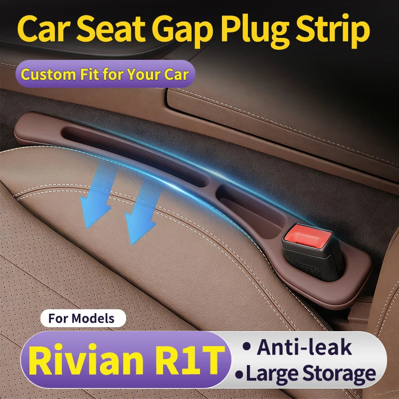 Custom fit for Rivian R1T Car Front Seat Gap Filler, Car Crevice Storage Supplies, Soft Close-Fitting, Leak-Proof and Anti-Drop