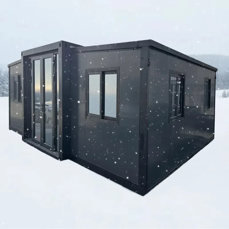 40FT Double Wing Expandable Folding Container House Prefabricated Mobile Living Unit For Outdoor Camping And Construction Sites