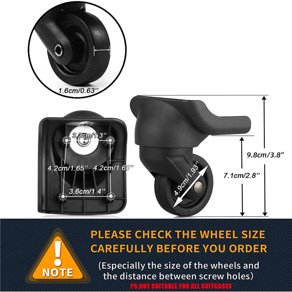 GUGULUZA 1 Pair Replacement Luggage Wheel Repair Suitcase Bag Parts Spinner Wheels Casters for Travel Case Customs Box ST0044