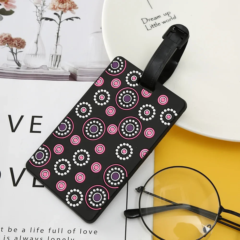 1PCS New Suitcase Color Pattern Luggage Tags Design ID Tag Luggage Label Address Holder Identifier Label Travel Accessories