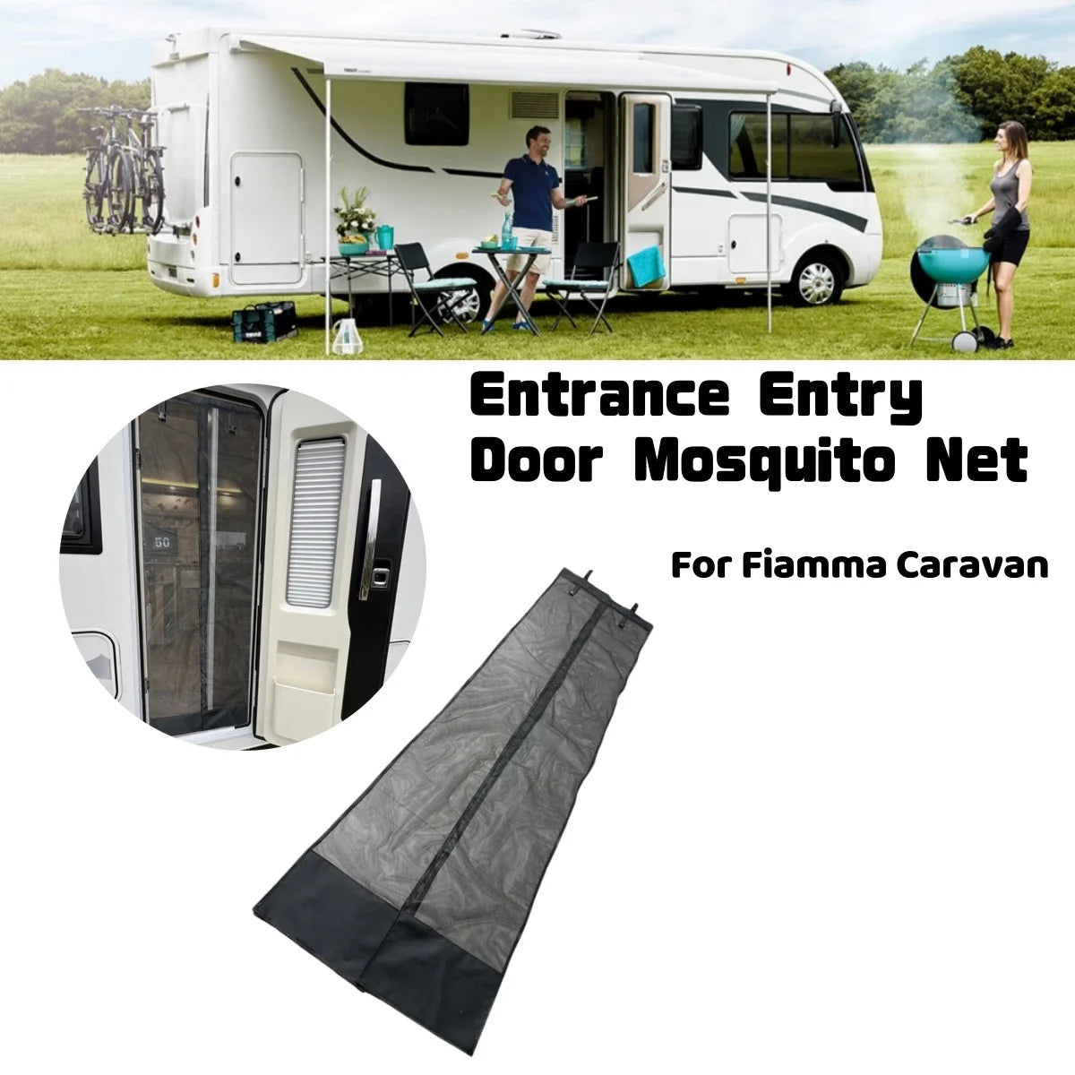 RV Entrance Entry Door Mosquito Insect Bugs Net Privacy Curtain Caravan Magnetic Screen Door Mesh Camping Accessories for Fiamma