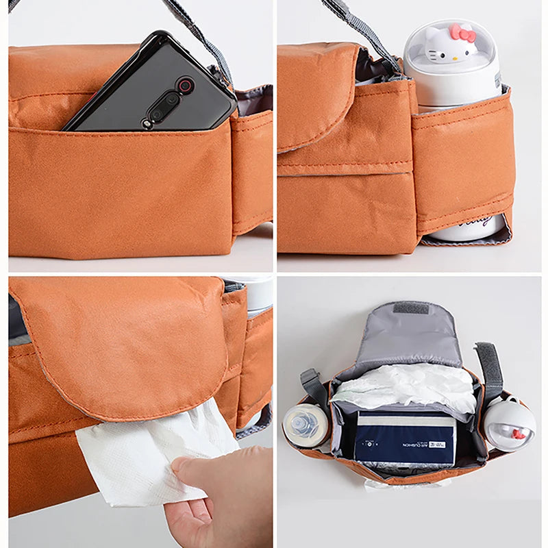 Stroller waterproof Organizer Bags  Large Capacity Travel Hanging Bag Bottle Holder Pram Diaper Bags Baby Stroller Accessories