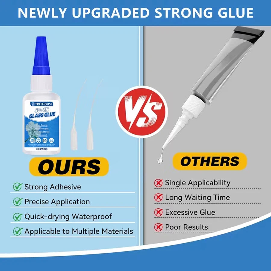 1-6pcs 35g CA Super Glass Glue Fast Curing Clear Waterproof Strong Adhesive for Glass, Mirror, Ceramic, Plastic & Metal Repair