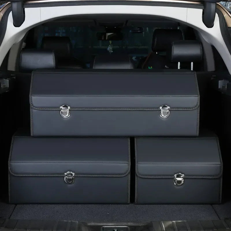 Car Trunk Organizer Car Trunk Organizer For SUV Waterproof Leather Cargo Container Folding Vehicle Accessories For SUV Truck