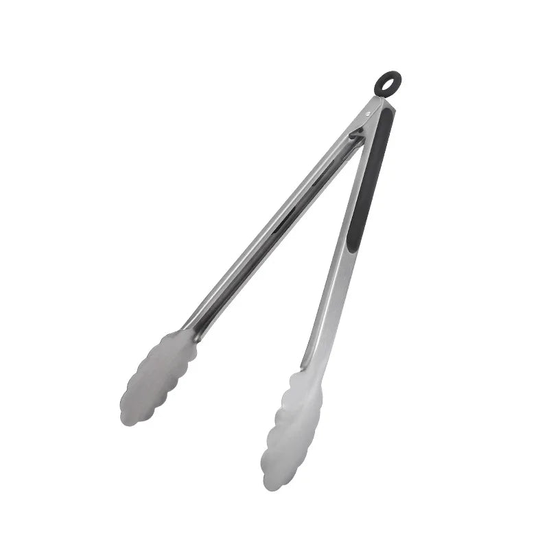 7-16Inch 430 SS BBQ Grilling Clip Tongs Kitchen Cooking Meat Salad Bread Spaghetti For Baking Camping Tools Barbecue Accessories