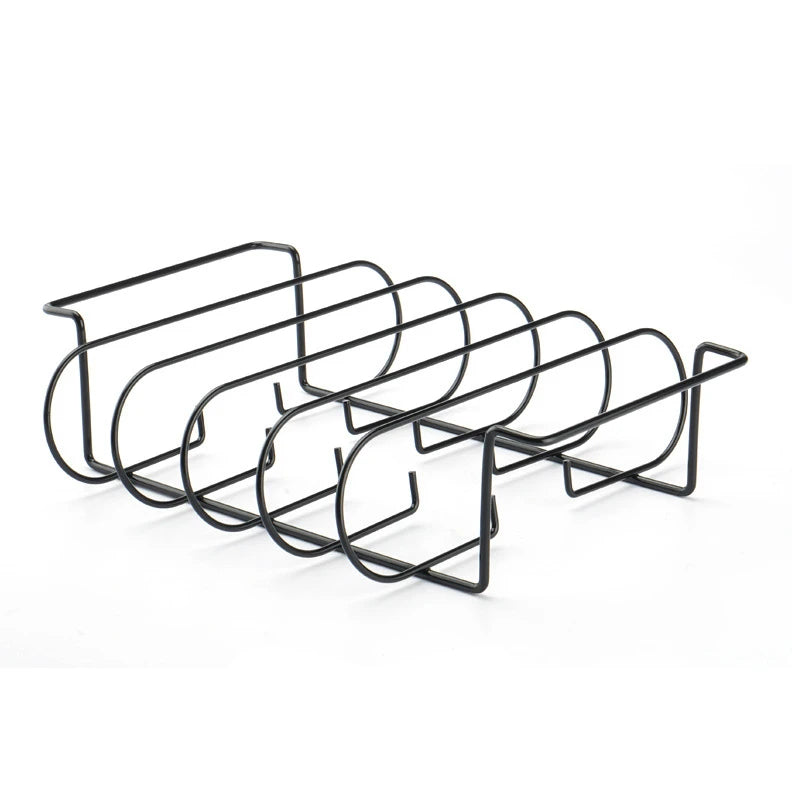 LMETJMA BBQ Rib Racks Non-Stick Coated Steel Roasting Barbecue Meat Roasting Grilling Stand Holds 4 Rib Rack For Gas Grill JT25t