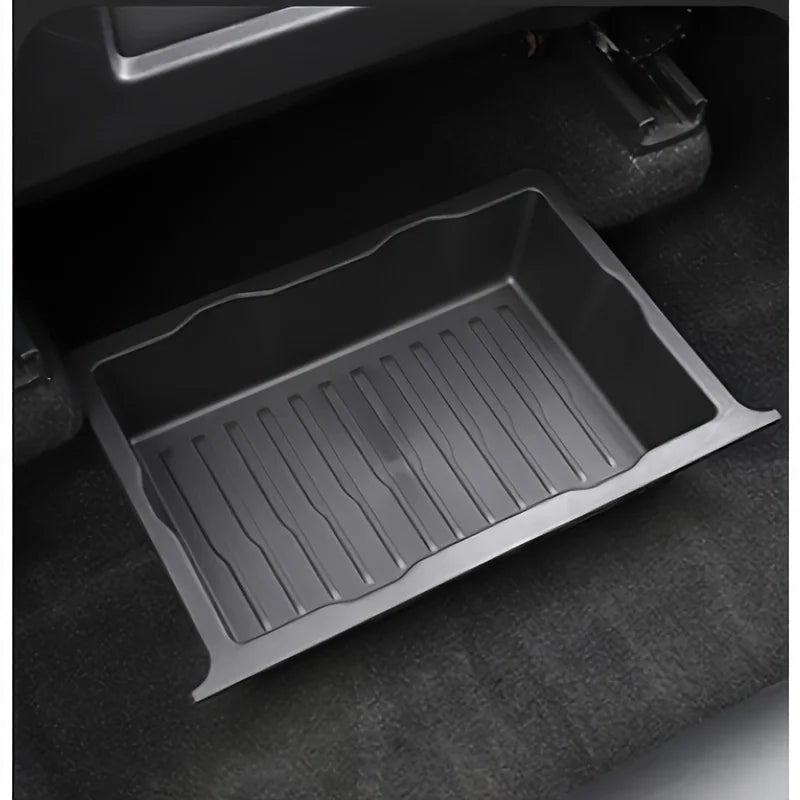Durable ABS under seat storage organizer! Heavy duty car seat storage box with adjustable compartments and hidden trays