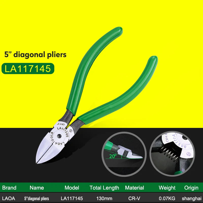 LAOA 5 Inch Wire Cutter Long Nose Pliers Side Cutter Mini Diagonal Pliers for Fishing Combination Nippers Hand Tools Kit
