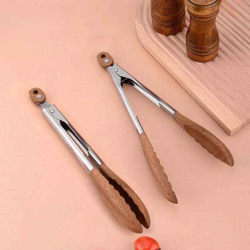 Walnut food clip stainless steel food clipBBQBarbecue tongs, barbecue tongs, plum blossom head