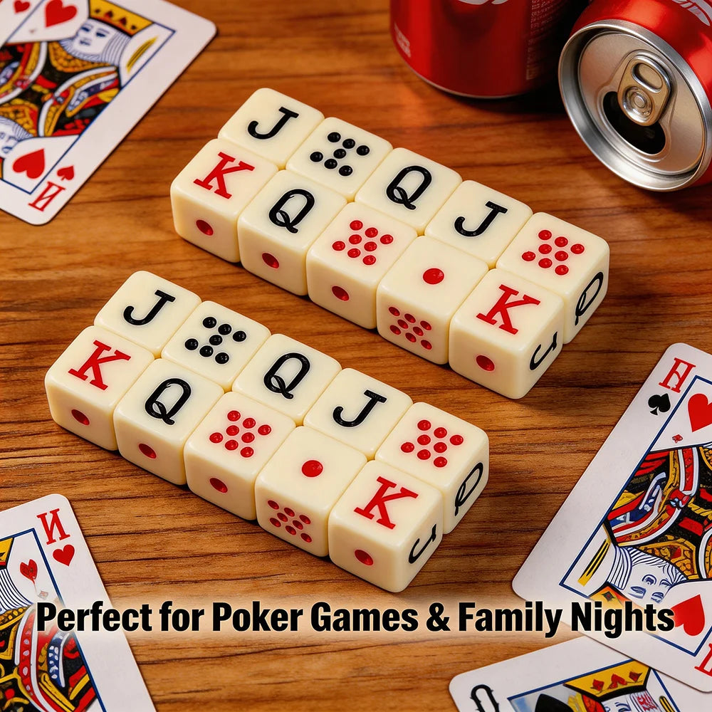 10pcs/set， 20pcs/set 16mm Corner Teeth Square Poker Dices Yellow Acrylic Dices JQK Spanish Dice Table Game