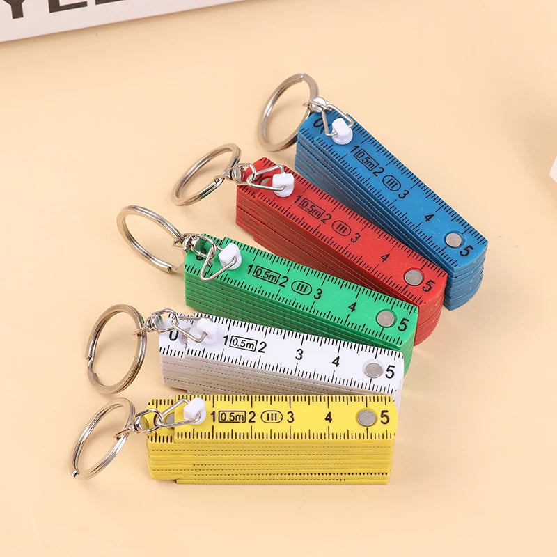 1Pc  For Travel Woodworking Bricklaying Home 0.5 Meter 10 Fold Keychain DIY Plastic High Precision Folding Ruler Can Be Stored