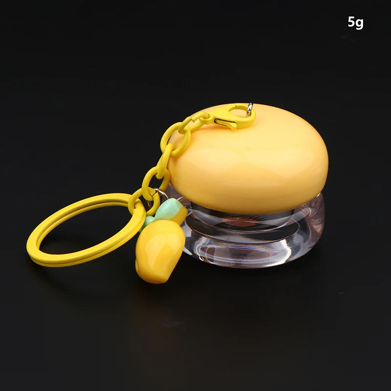 1Pcs 5g Mini Empty Plastic Lip Mask Jars With Keychain Pendant Lip Balm Cans Cream Lip Balm Containers Lipstick Makeup Container