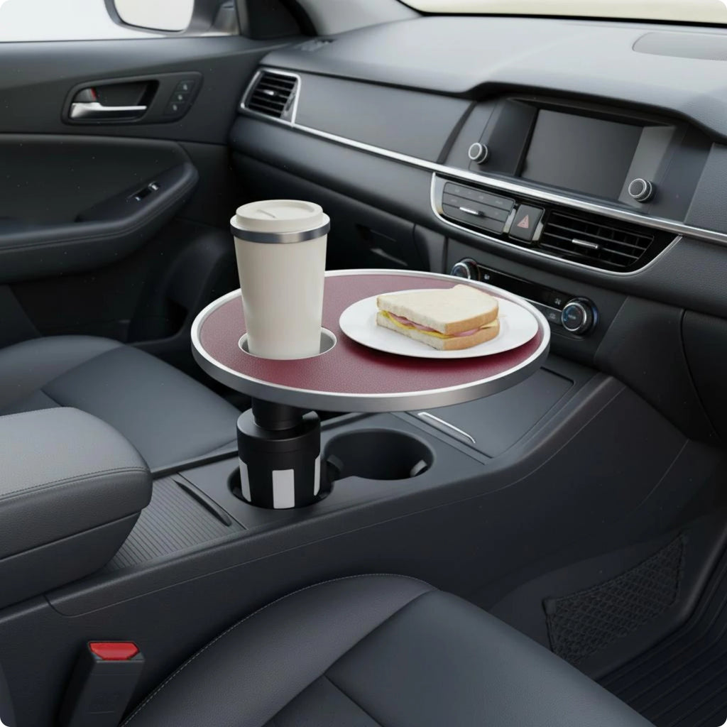 Front Seat Table 360-Degree Rotation Car Dining Tray Rotating Car Tray Multi-Functional Stable Support for Drivers, Road Journey