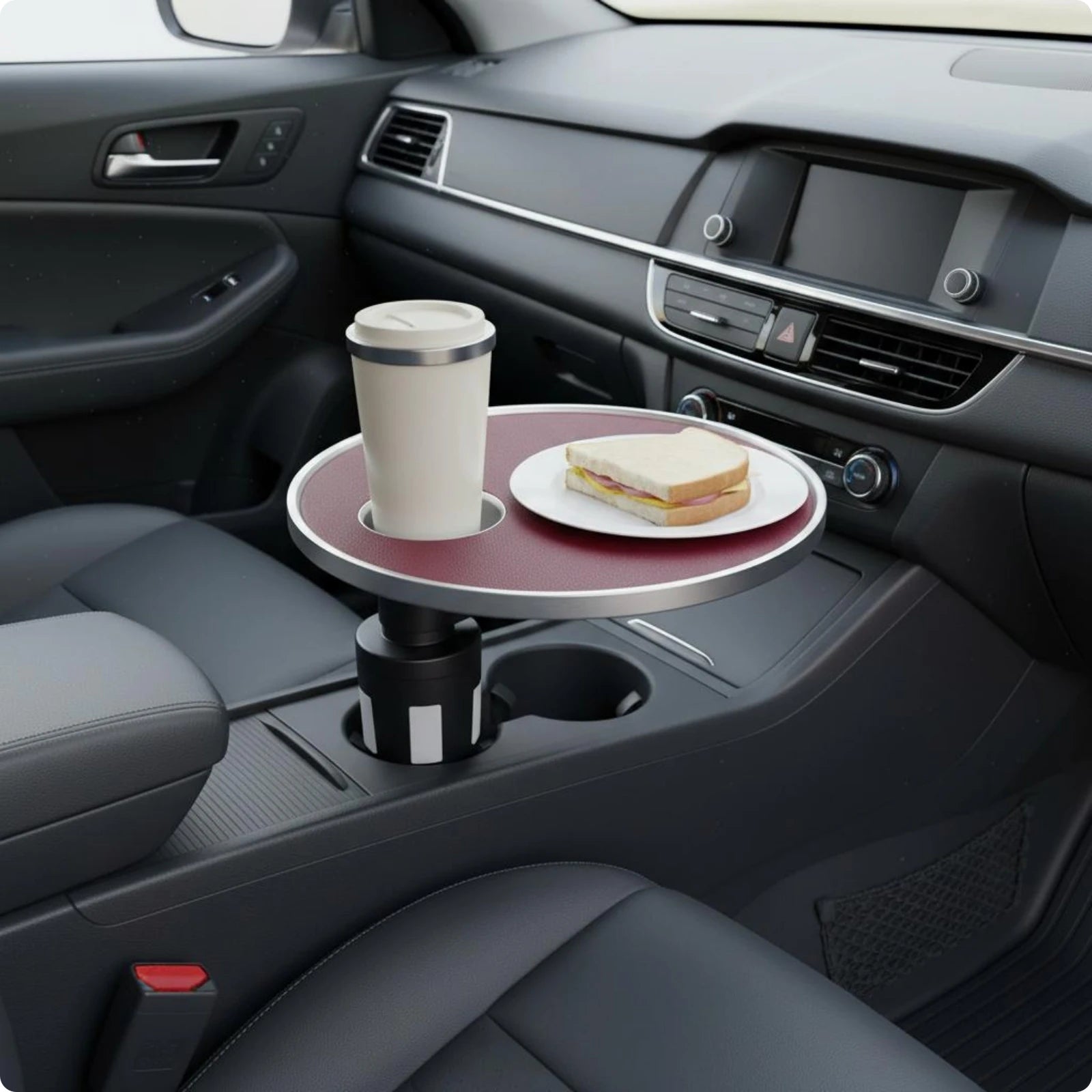 Front Seat Table 360-Degree Rotation Car Dining Tray Rotating Car Tray Multi-Functional Stable Support for Drivers, Road Journey