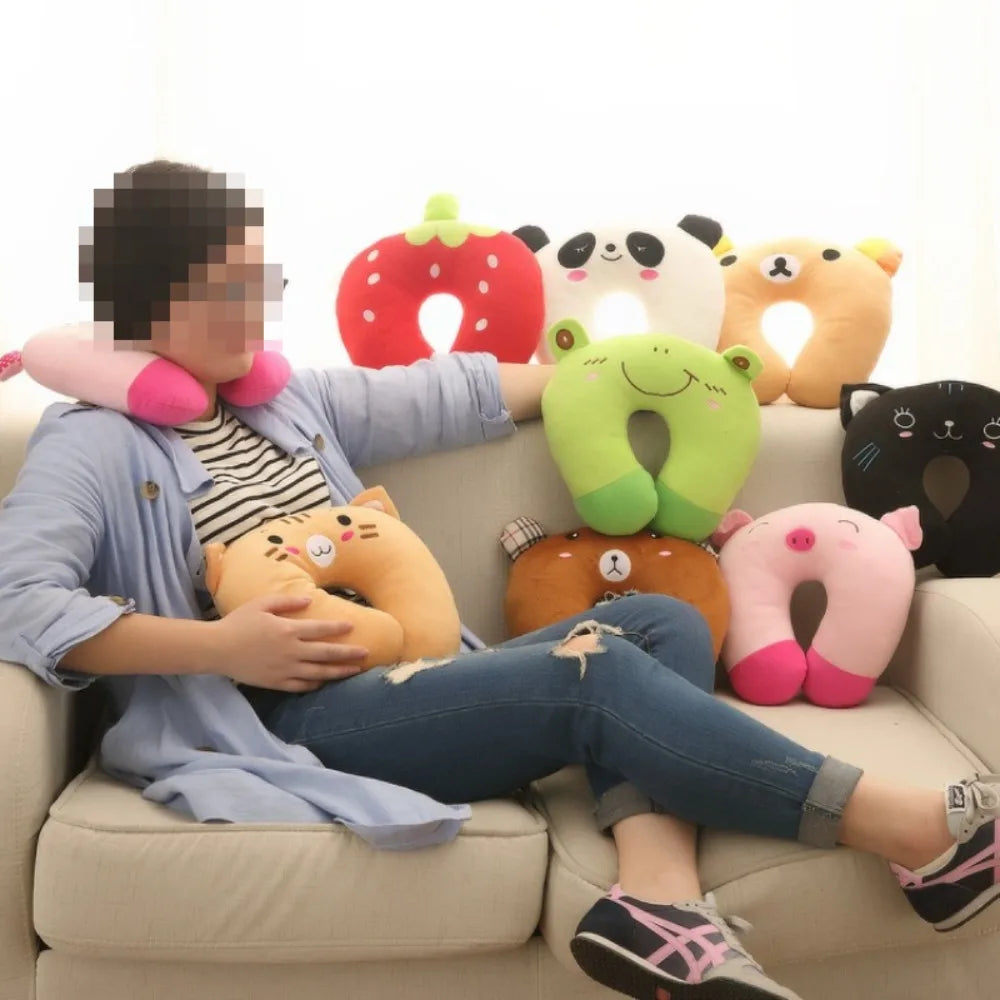 Cartoon Animal U-shaped Pillow, Creative U-shaped Neck Pillow, Nap Neck Pillow, Suitable for Outdoor Travel, Reduces Fatigue