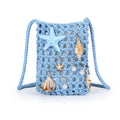 "Crochet Evening Bag w/ Ocean Pendant – Casual Chic for Women, White-Collar, Gifts for Mom, Teacher, Friend."