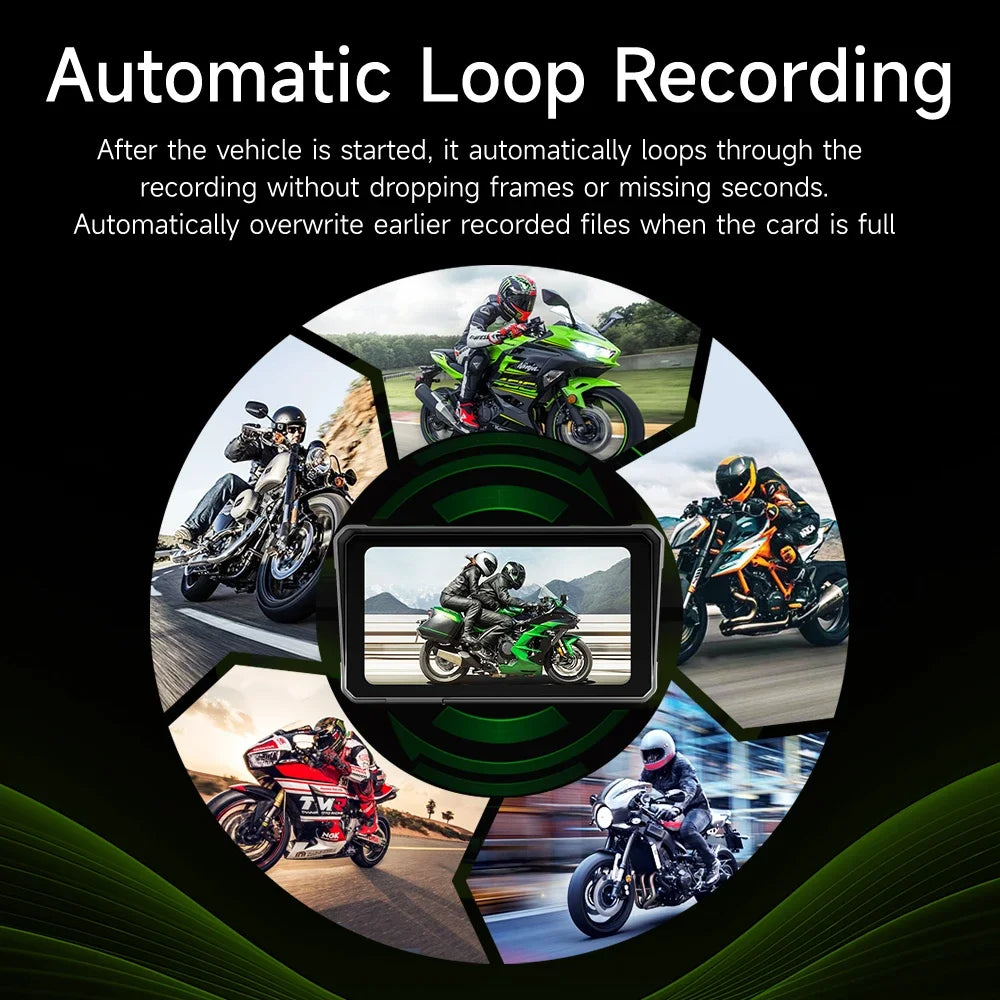 6 Inch Motorcycle 2K HD Multimedia Player GPS Navigation Wireless Carplay Android Auto IPX8 Waterproof Touch Screen Bluetooth