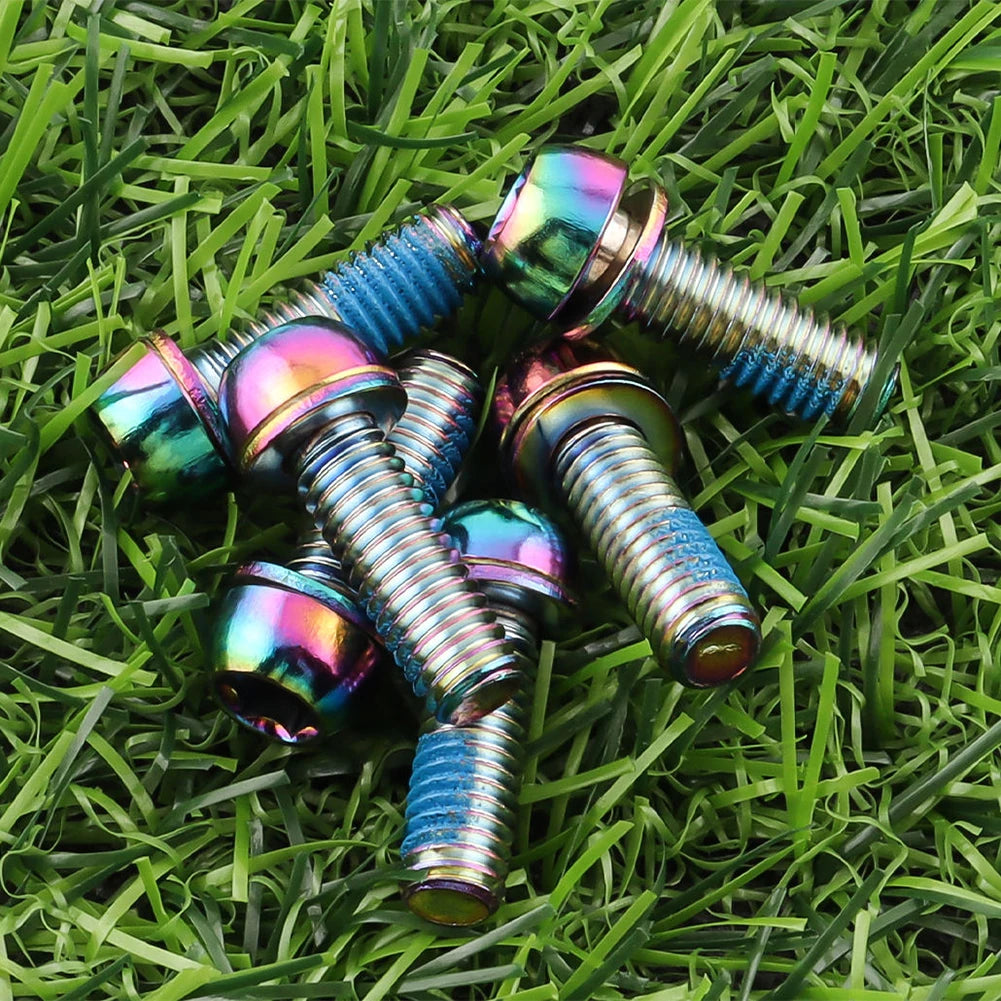 6Pcs M6x17mm Bike Crank Caliper Handlebar Stem Fixing Screws with Washer Bike Disc Brake Clamp Bolts Bicycles Riding Accessories