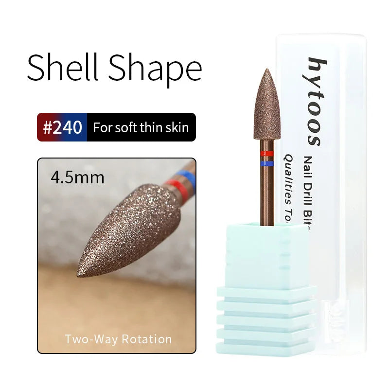 HYTOOS Copper Coated Diamond Cuticle Clean Nail Drill Bit Large Cone Dead Skin Cleaner Russian Prep Tool for Manicure Technician