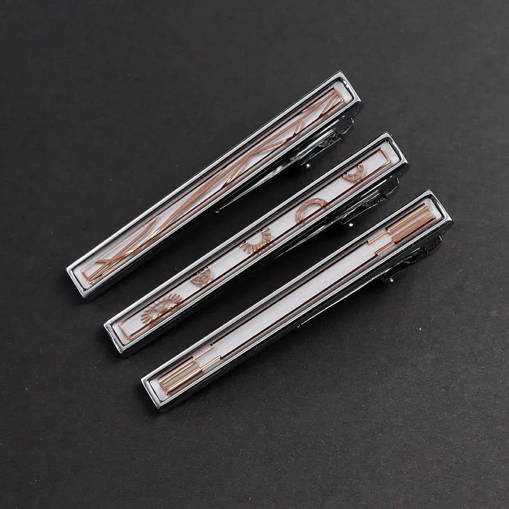 New High Quanlity Classic Golden Sliver 6cm Designer Metal Tie Clips Set Necktie Pin For Men Business Banquet Accessories Gift