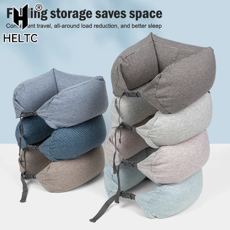 Neck Pillow Neck Support Breathable Stuffable U-shaped Pillow With Hidden Zipper Adjustable Drawstring Neck Pillow For Travel