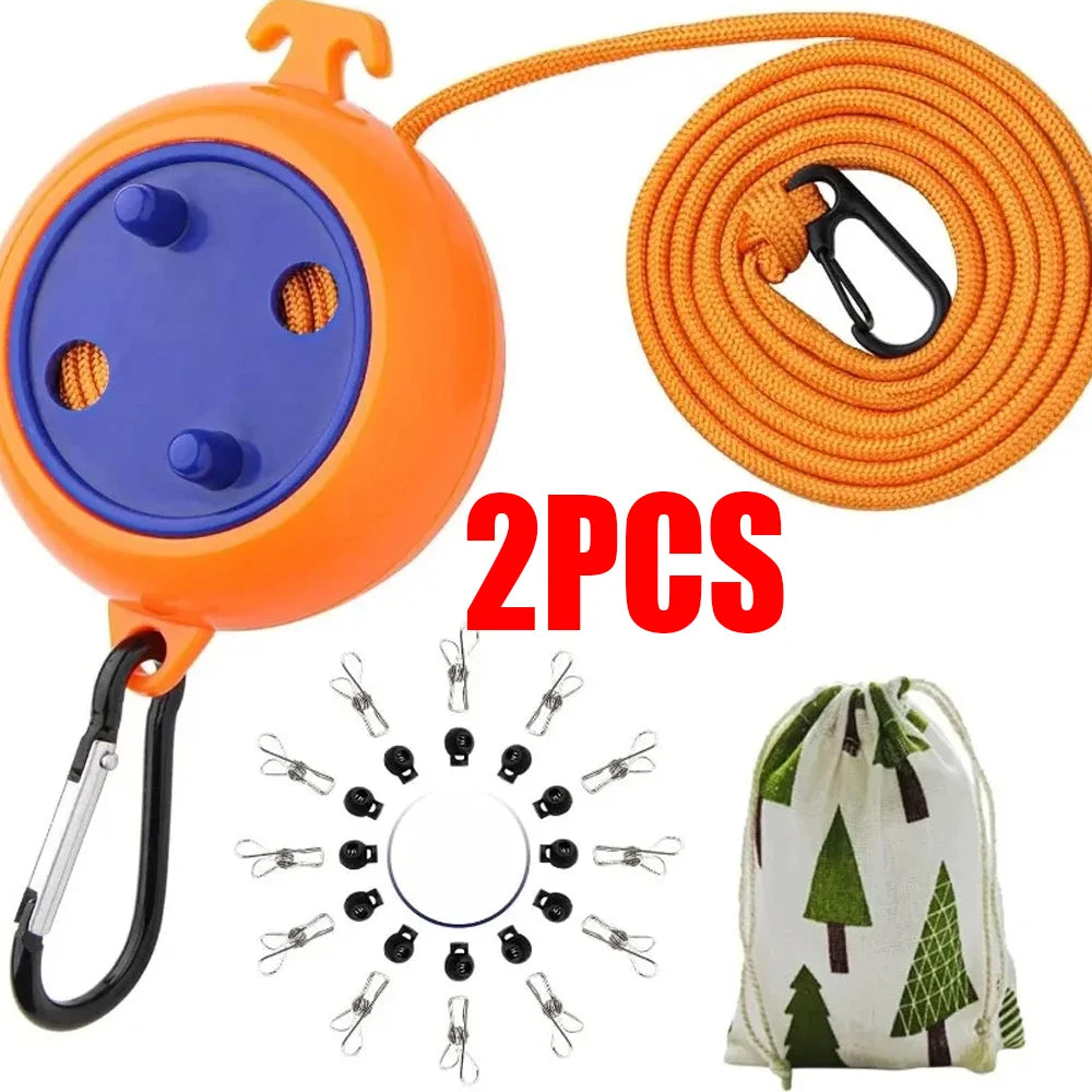 Non-Perforated Clothesline Retractable Portable Travel Drying Rack Outdoor Camping Windproof Portable Hanging Rack Clothing