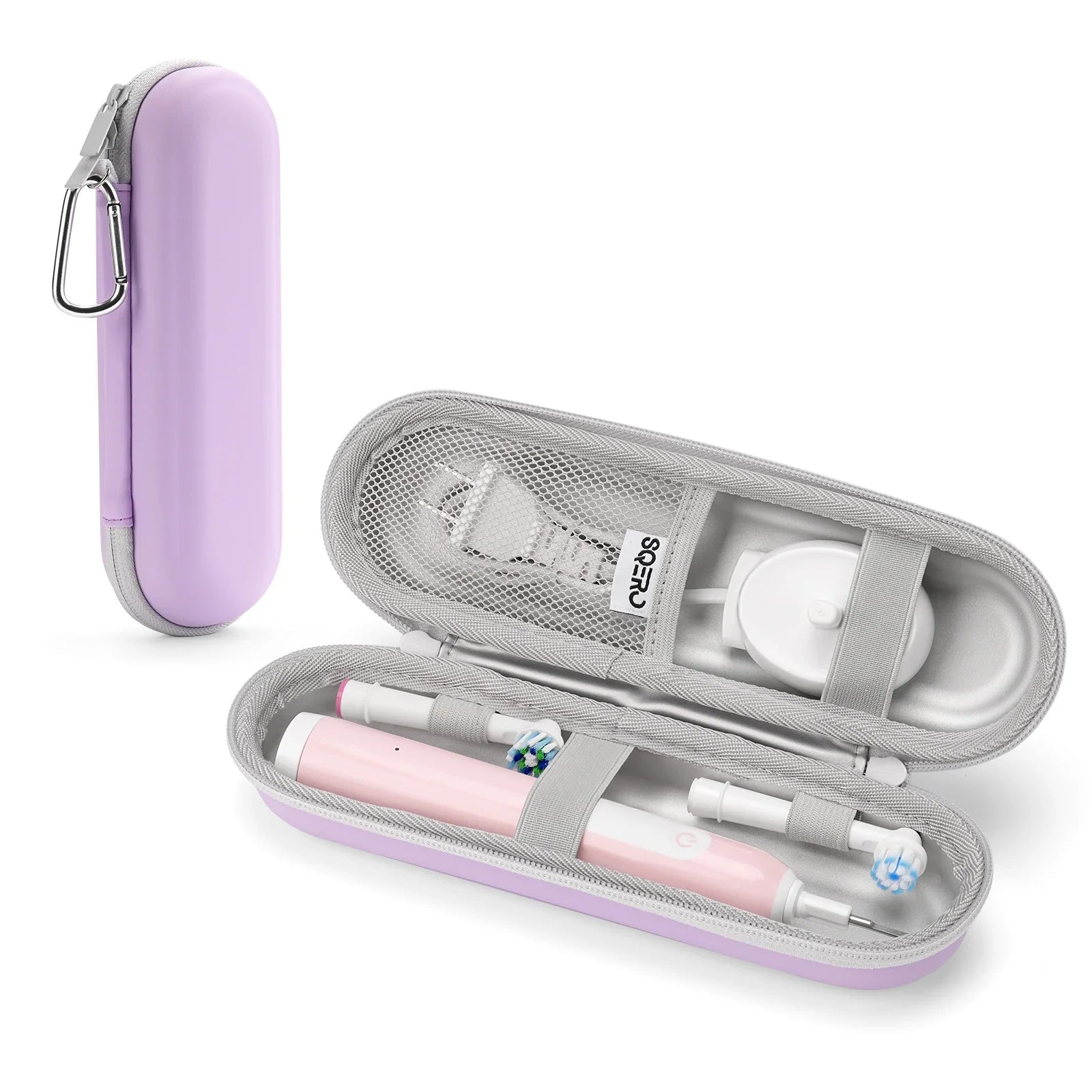 Waterproof Toothbrush Case for Oral-B/Philips - Secure Elastic Straps and Breathable Mesh Storage, Compact PU Travel Organizer