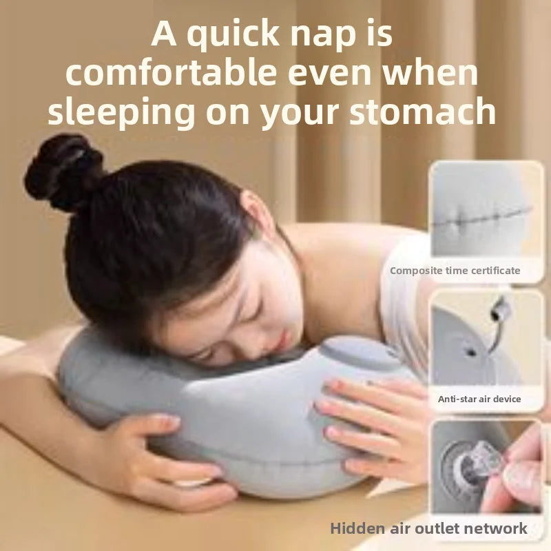 Inflatable Airplane Pillow, U-shaped Cervical Orthopedic Protective Pillow, Outdoor Folding Pillow, Small Gift for Friends