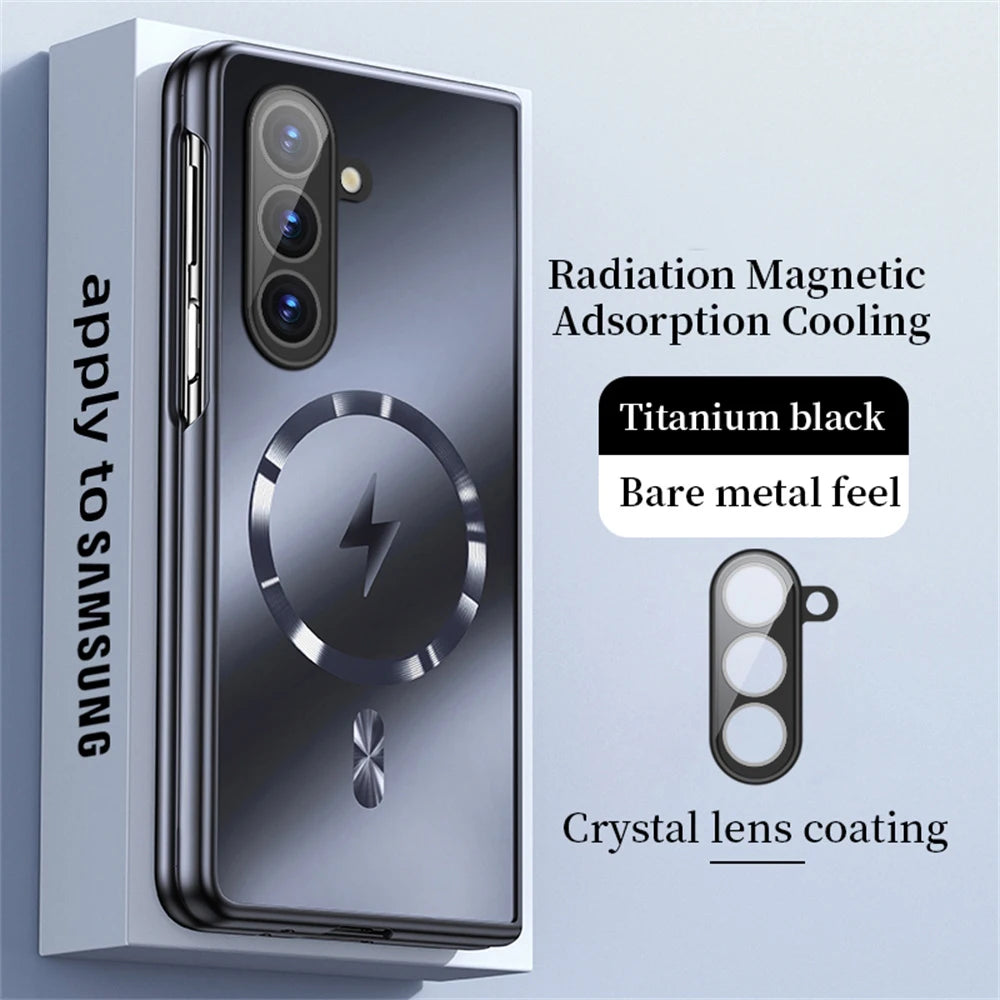Luxury For Magsafe Wireless Charging Matte Frosted AG Case For Samsung Z Fold 8 7 6 zfold 5 4 3 Full Lens Protection Back Cover