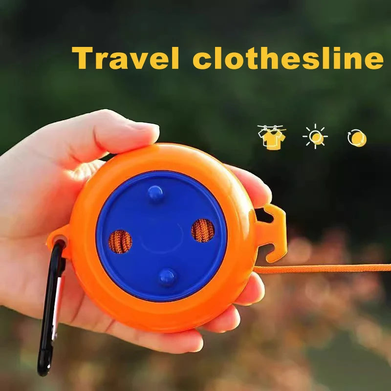 Portable Travel Clothesline Retractable Non-Perforated  Drying Rack Outdoor Camping Windproof Adjustable Hanging Rack Clothing